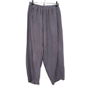 Lisa Bayne 100% Linen Barrel Pant - Gray S